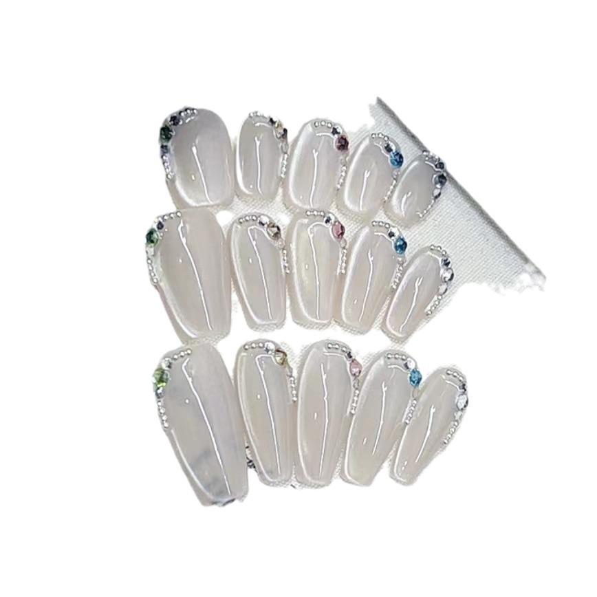 Pure Hand-made Phototherapy Wear Armor White Moonlight Cat Eye Finished Product Reusable Nail Art Patch