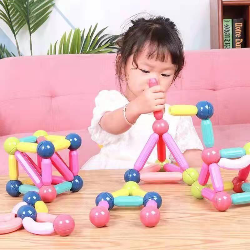 Assembled Magnetic Building Blocks Cube Set Early Education Toys Brain Development Puzzle For Baby Creative Magnetic Rod Toy