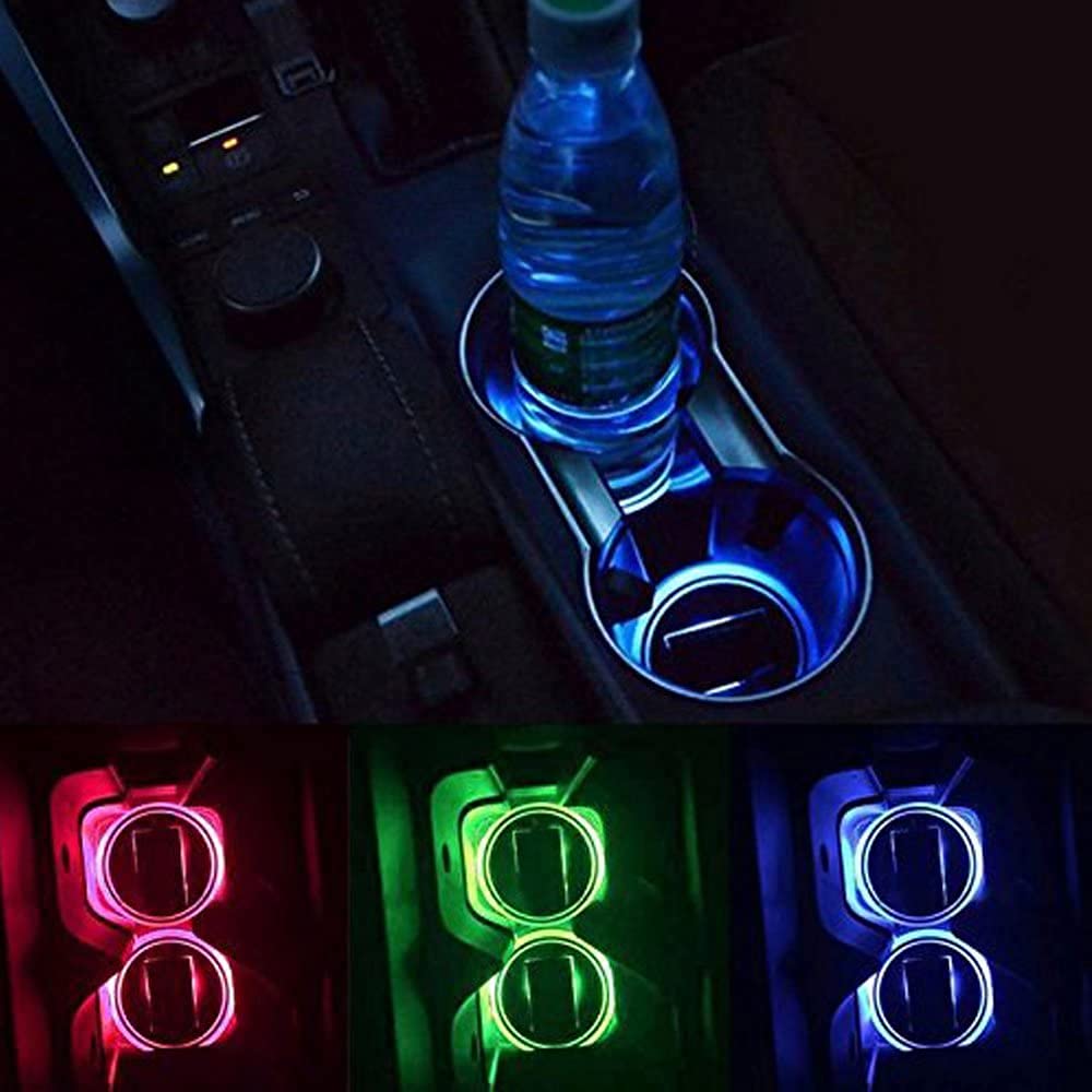 LED Coaster LED Cup Holder Lights 2 Pack 7 Colors Luminous Cup Pad LED