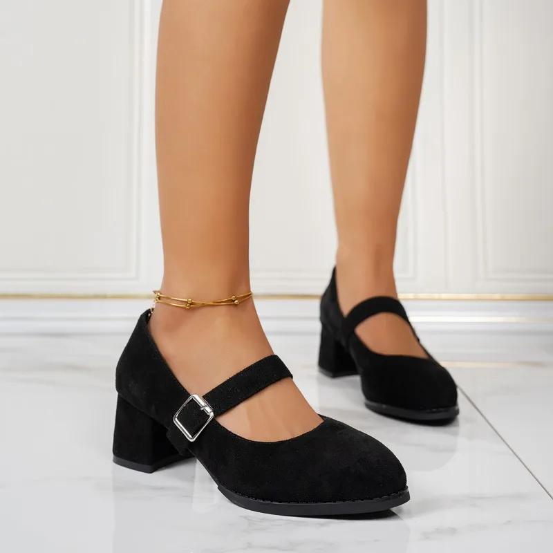 Fashion Elegant High Heels Pumps  Janes Shoes Large Size 42 Black Red White Women's Heeled Dance Party Wedding Shoes Classic
