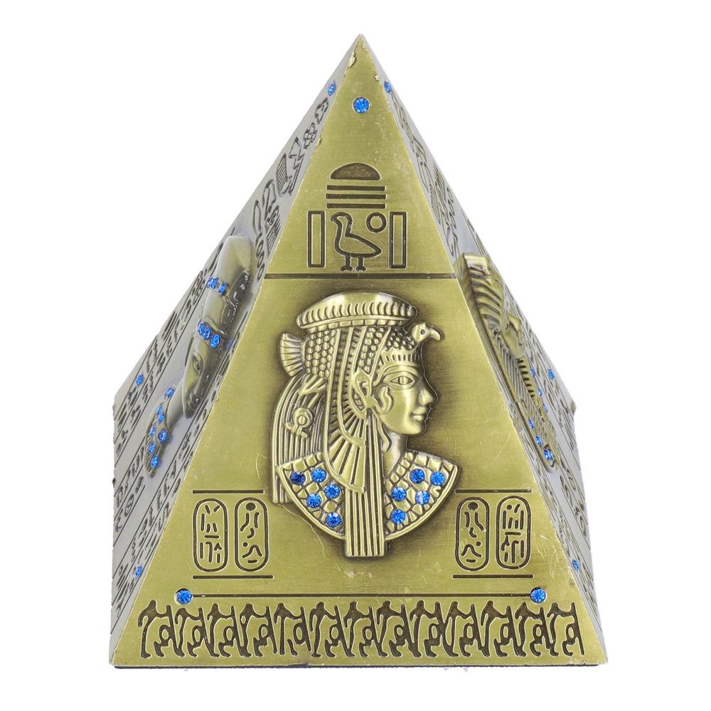 1pcs Metal Material Decorative Handicraft Hand Finished Pyramid Ornament Desktop Decor