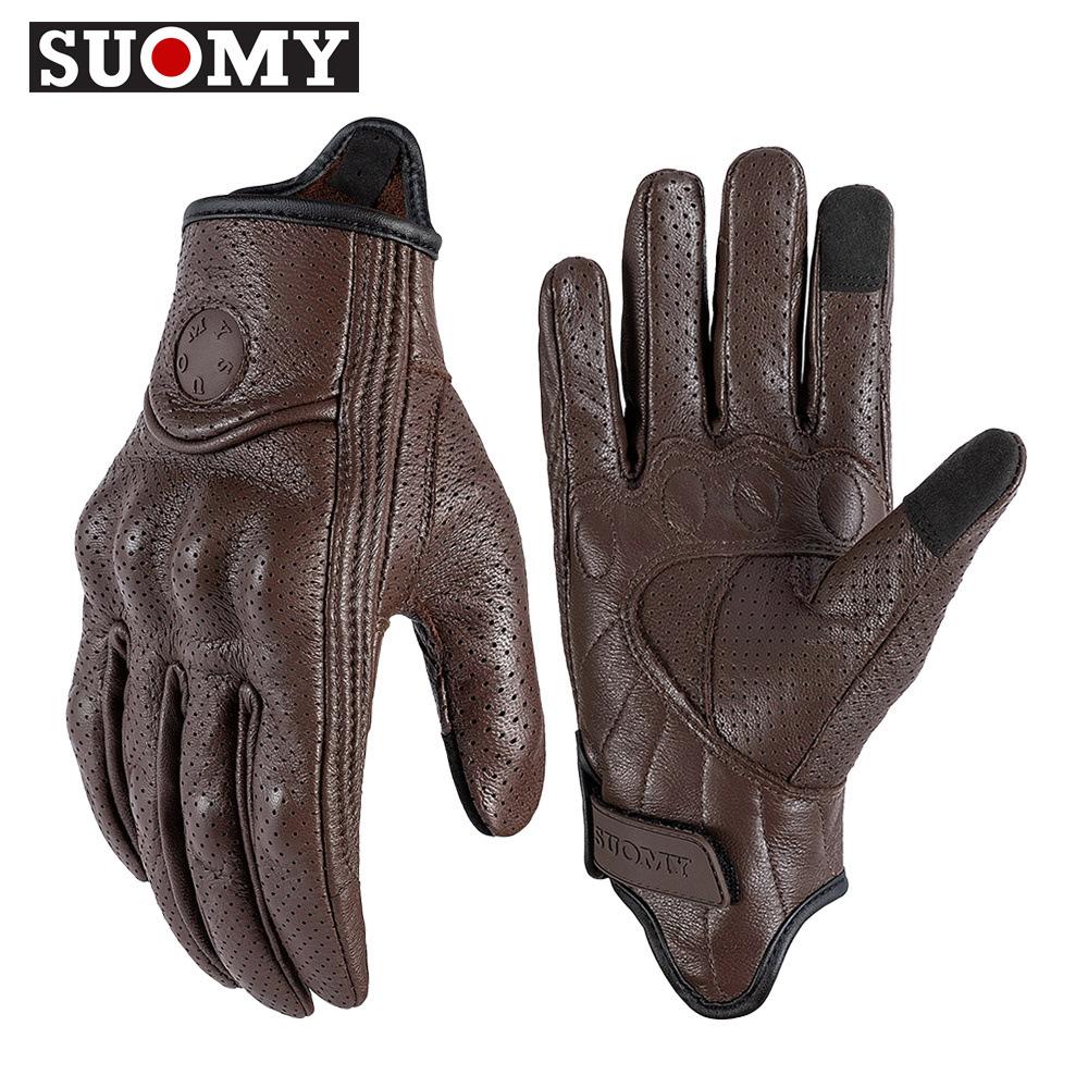 Cycling anti-drop gloves summer touch screen sheepskin retro locomotive men's and women's knight equipment