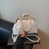 Small Bag Women's New Summer Fashion Mouth Gold Bag High-end Pearl Chain Messenger Bag