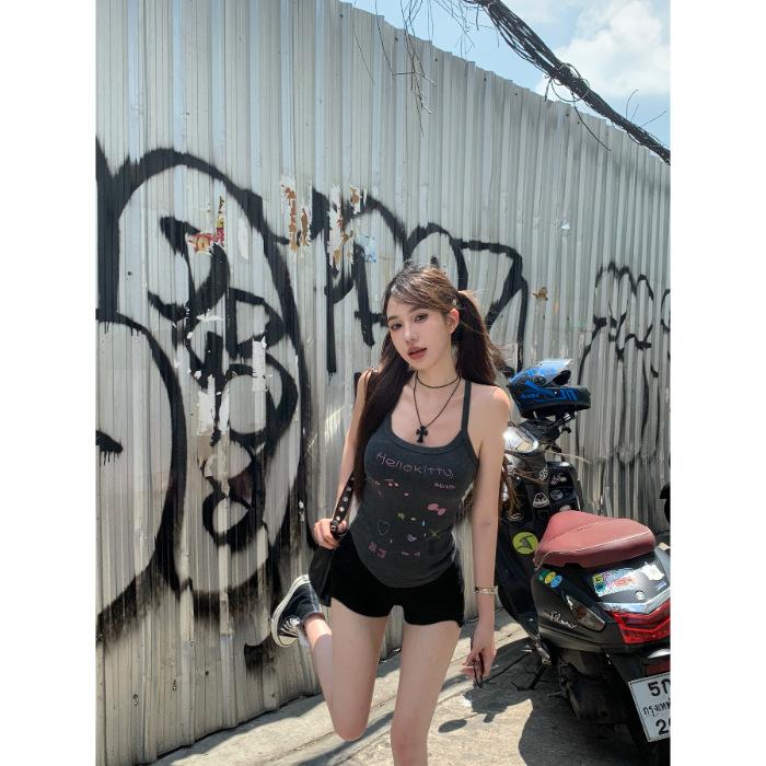 Summer new Spice Girl outfit sexy suspender vest design sense Spice Girl pure desire top slim small suspender