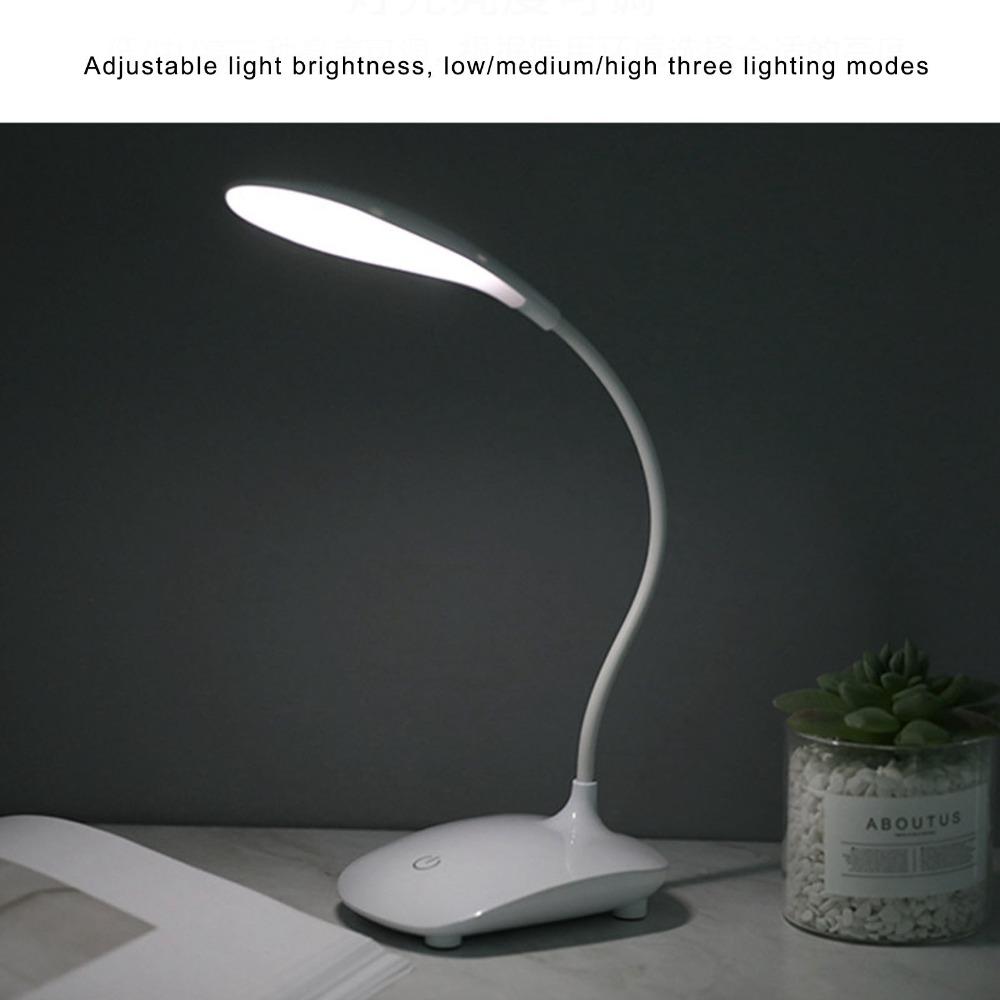 Touch Control LED Desk Lamp Flexible Angle 3 Lighting Modes LED Table Lamp White Light 5500K-6000K Dimmable USB Desk Lamp