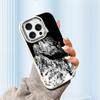 For iPhone 15 14 13 11ProMax 14 15 16 Samsung S25 S24 S23 S22 Redmi 10 13 14C Cartoon Black Cat Silver Edge Soft Liquid Silicone Protective Casing