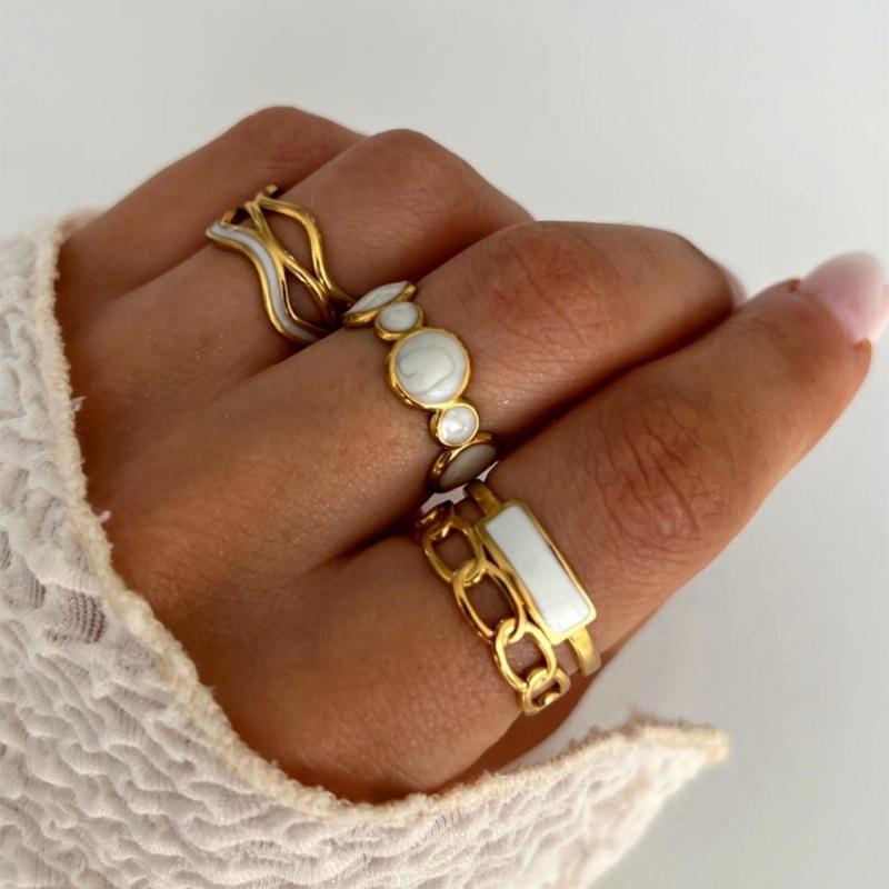 Elegant Finger Rings Party Accessories Geometric Weddings Rings Stainless Steel Texture Suitable for Fashion Casual Look
