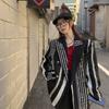 Comfortable and Warm Striped Jacquard Woolen Coat for Autumn and Winter