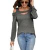 Women's Fashion Casual Spring Fall Solid Color Print Long Sleeve Square Collar Blouses & Shirts