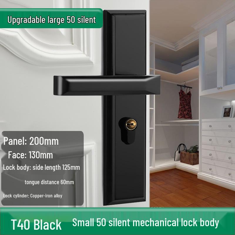 Univerzální magnetický černý vnitřní zámek kliky dveří pro dřevěné dveře ložnice