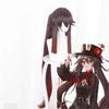 GenshinImpact HuTao Cosplay Wig Hu Tao 110cm Long Brown Heat Resistant Synthetic Wig Double Ponytail Anime Cosplay Wig + Wig Cap
