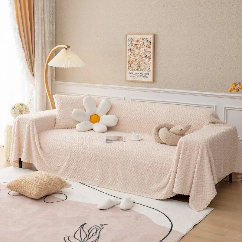 Thick Super Soft Velvet Sofa Cover Solid Color Plush Sofa Blanket Large Size Full Cover Sofa Towel Anti-cat Scratch Couch Covers