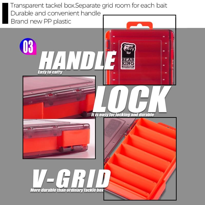 BEARKING Doublex-seitiger Angelkasten mit 12 Fächern, Aufbewahrungsbox für Köder, Köder, Haken, Angelzubehör, Kunststoff-Aufbewahrungskoffer