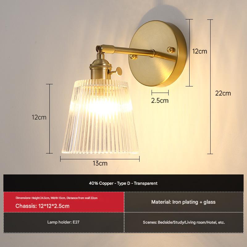 Japanese Retro Floral Glass Wall Lamp Modern Simple Bedside Lamp for Bedroom Study Led Mirror Light Nordic Wall Sconce