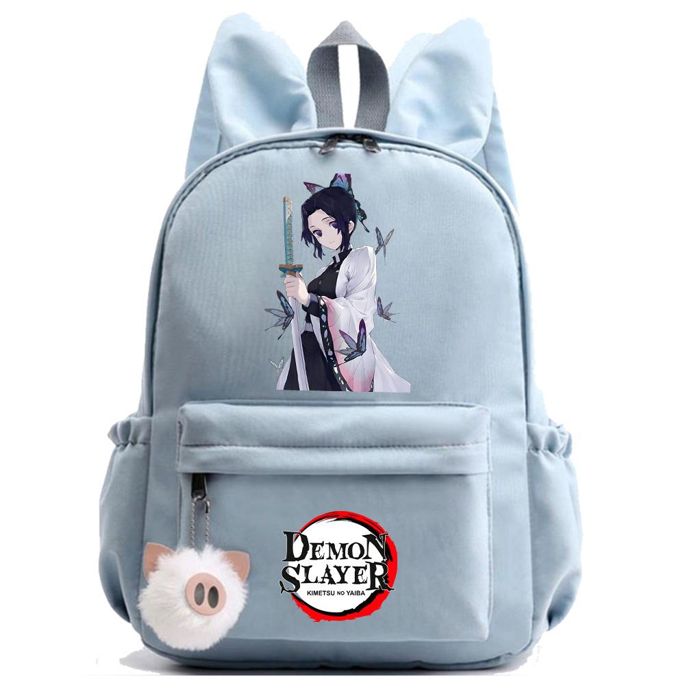 Anime Cartoon Demon Slayer Aufdruck Rucksack für Teenager Kinder Schüler Schultasche Mädchen Damen Große Kapazität Wasserdicht Reisetasche Geschenk Mochila