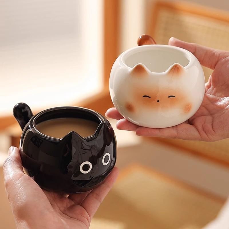 Durable Cats Shape Teas Cup Fashion Cats Shape Ceramic Mug Creative Drinkwares for Individual and Gift Use