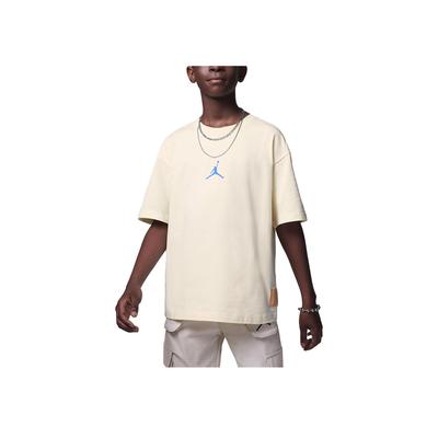 Camiseta Casual de Manga Corta con Estampado del Logo MJ Flight MVP para Niños Tops Leche de Coco FV2829-113