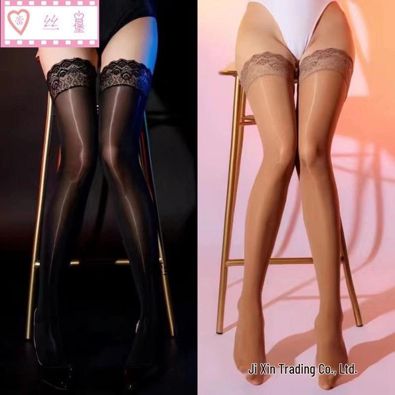 Silky Shiny Lace Silicone Non-Slip Long Thigh-High Stockings