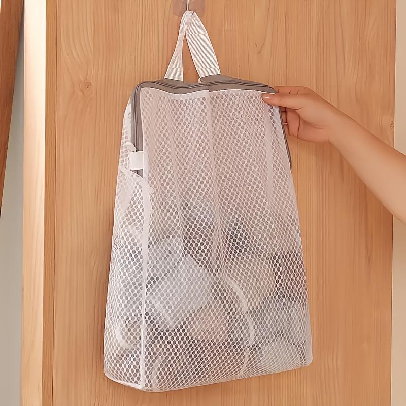 2pcs S+M Size Mesh Laundry Storage Bags - Large Capacity, Hanging & Breathable, Zippered, Ideal for Underwear, Socks & Clothes, Durable Polyester