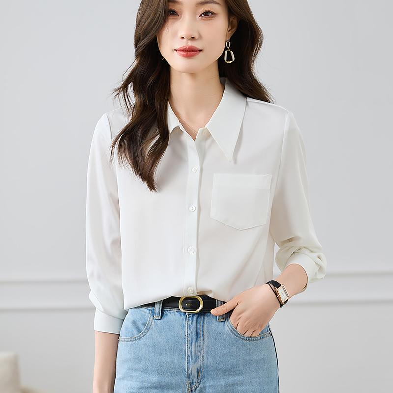 Women Blouses Shirts 2025 Spring Long Sleeve Women Blouse Shirt Turn Down Collar White Chiffon Blouse Shirt Women Tops J829