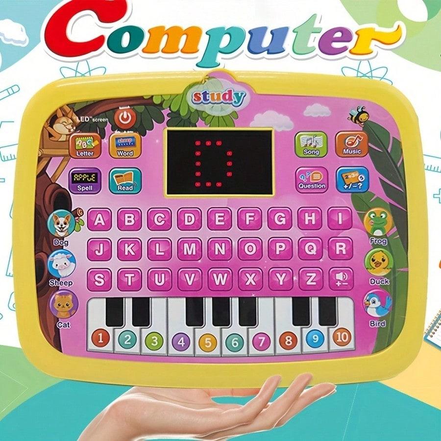 Kids Tablet Toddler Learning Pad With LED Screen Teach Alphabet Numbers Word Music Math Early Development Interactive Electronic Toy For 3 Years+