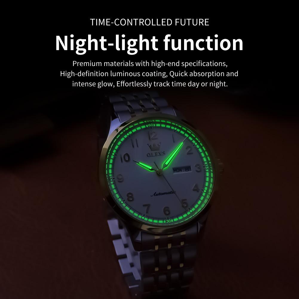 OLEVS Watches For Man Luxury Original Arabic Numerals Automatic Mechanical Watch Waterproof Week Date Mens Watch Gifts New 7100
