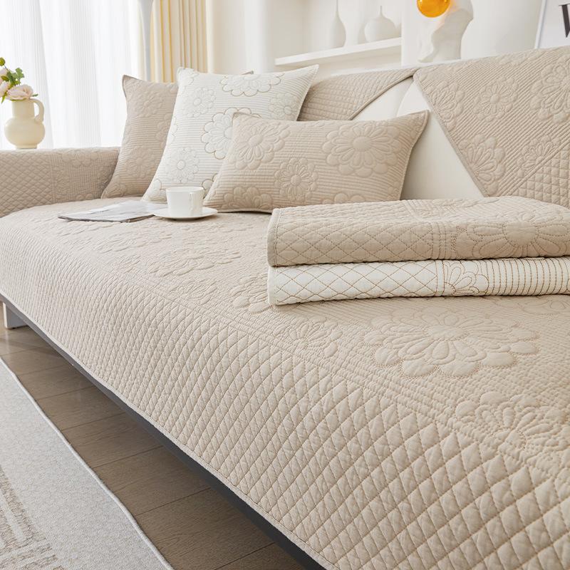 

Хлопковая подушка для дивана, ткань для четырех сезонов, нескользящая подушка, полотенце для спинки, простой современный бежевый чехол для дивана, ткань 70*180cm