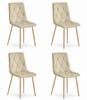 LIBRA Chair - Light Beige Velvet / Wood-colored Legs X 4