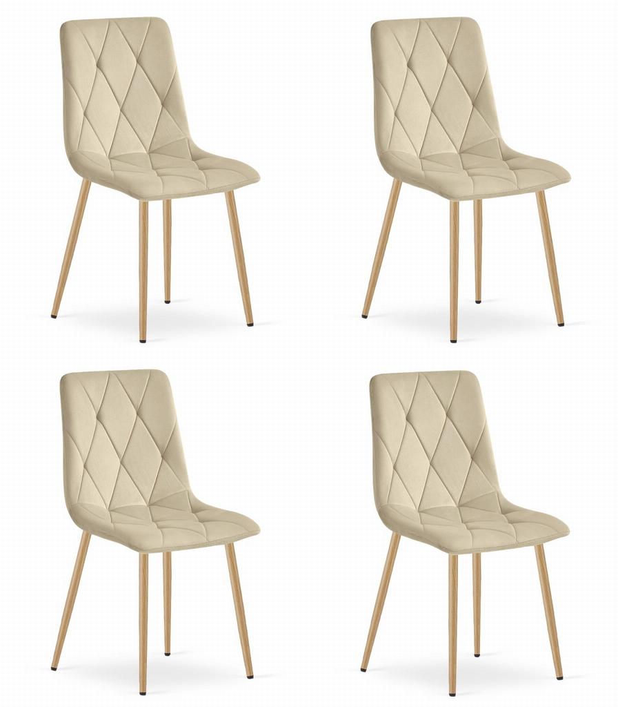 LIBRA Chair - Light Beige Velvet / Wood-colored Legs X 4