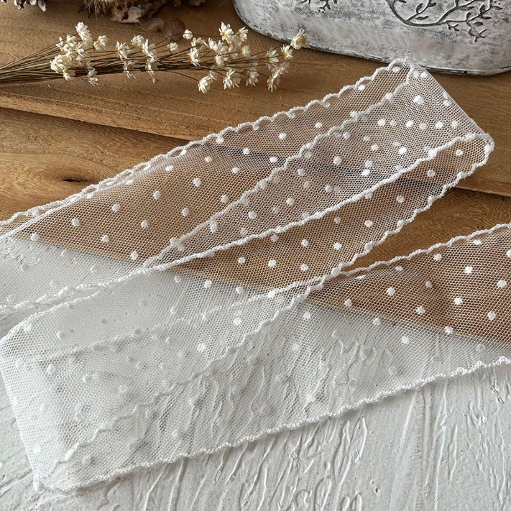 DIY Polka Dot Mesh Ribbon Retro Lace Fabric Ribbon Decoration Material Lace Trim  Apparel
