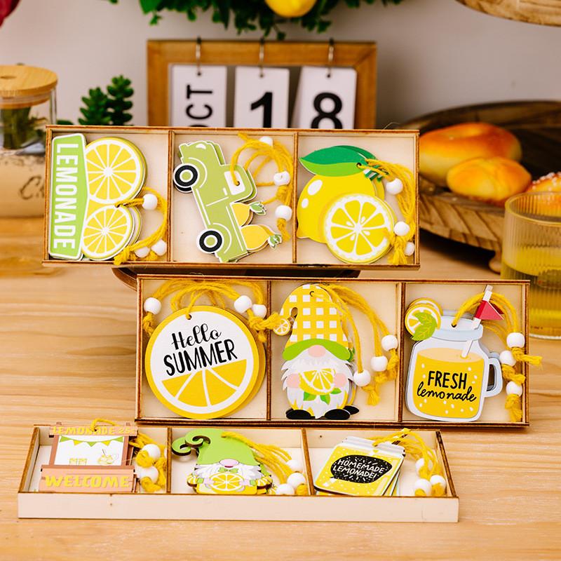 Styled Lemon Fresh Wooden Hanging Decor With Three Compartments Perfect For Summer Spaces