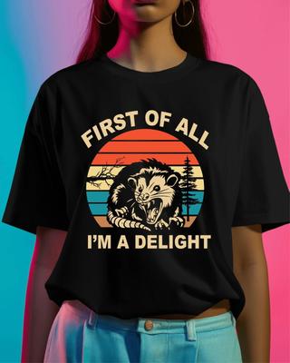 Retro Zuerst Mal Bin Ich Ein Entzückendes Sarkastisches Wütendes Opossum-Liebhaber T-Shirt, Lustiges Shirt