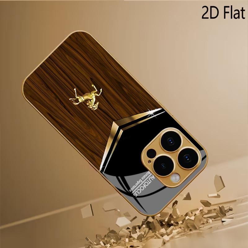 Golden Steed Patterned Tempered Glass Design for iPhone16 17 ProMax 1514 1312 11ProMax Phone Case Camera Cover Shockproof Hard B