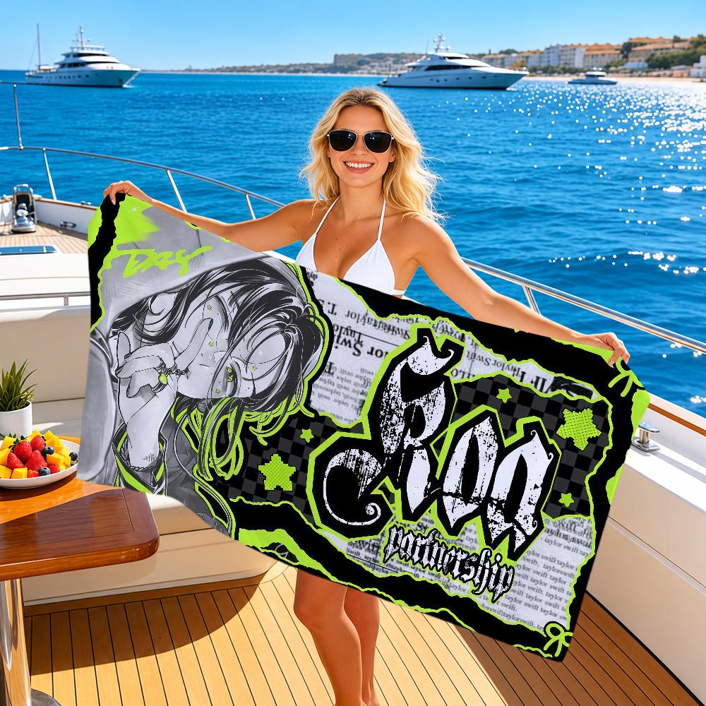 Bath Towels Anime Art K-Kinioto Green Yuri T-TGSWIIWAGAA Soft Quick Dry Gift Travel Gym Bathing Spa Camp Sport Pool Towel Gift