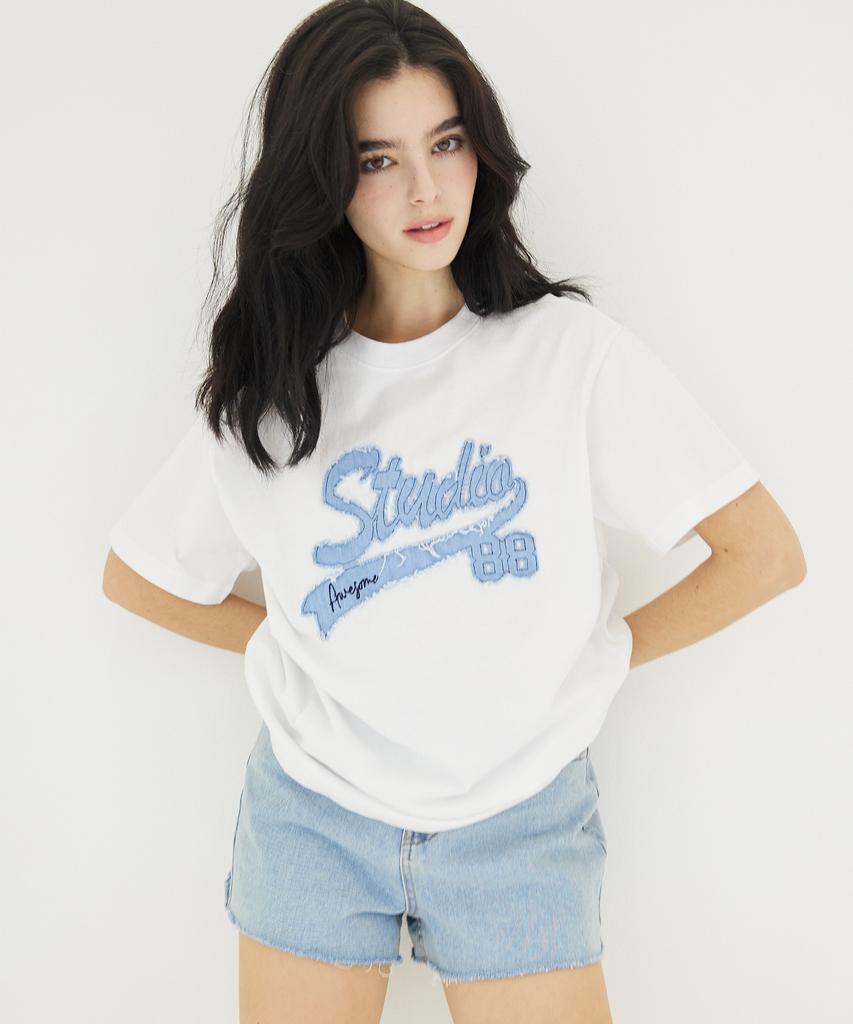 AWESOME STUDIO Studio Denim Patch Short Sleeve T-Shirt