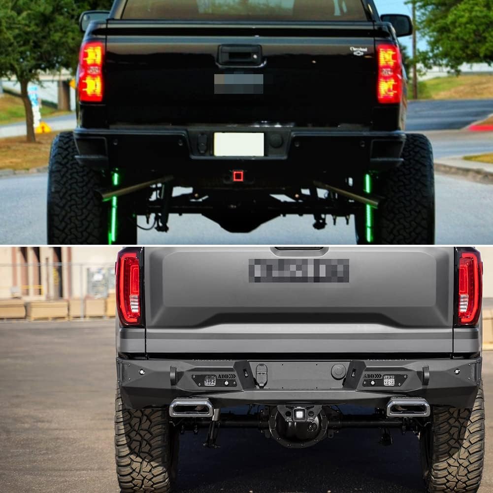 3-In-1 Smoked Lens Universal LED Hauling 2" Receiver Compatible with Truck SUV RV Trailer Rear Bumper Driving lamp Brake Tail Reverse Tow Hitch Cover