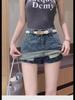 Women's High-Waisted A-Line Retro Denim Skirt—Summer Design, Anti-Exposure, Slim Fit, Short Length
