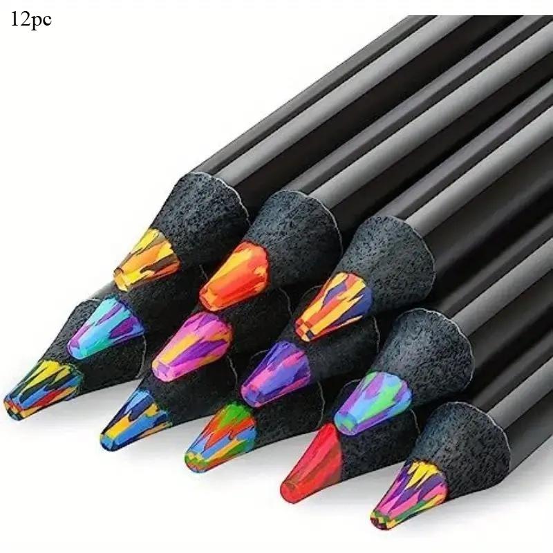12Pcs/set Rainbow Gradient Magic Pencils - Vibrant Graffiti & Drawing Markers,  School Supplies for Creative Writing and Art