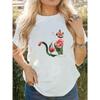 Tee Print Women Summer Cartoon Shirt Female Cat Floral Trend Short Sleeve T Top T-shirts Graphic Fashion Clothing