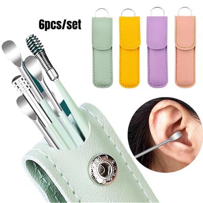 6pcs/set Ear Scoop Cleaning Tool Stainless Steel Spiral Ear Scoop Remove Earwax Multifunctional Ear Care SuppliesMakeup Cosmetic Makeup Make upMakeup