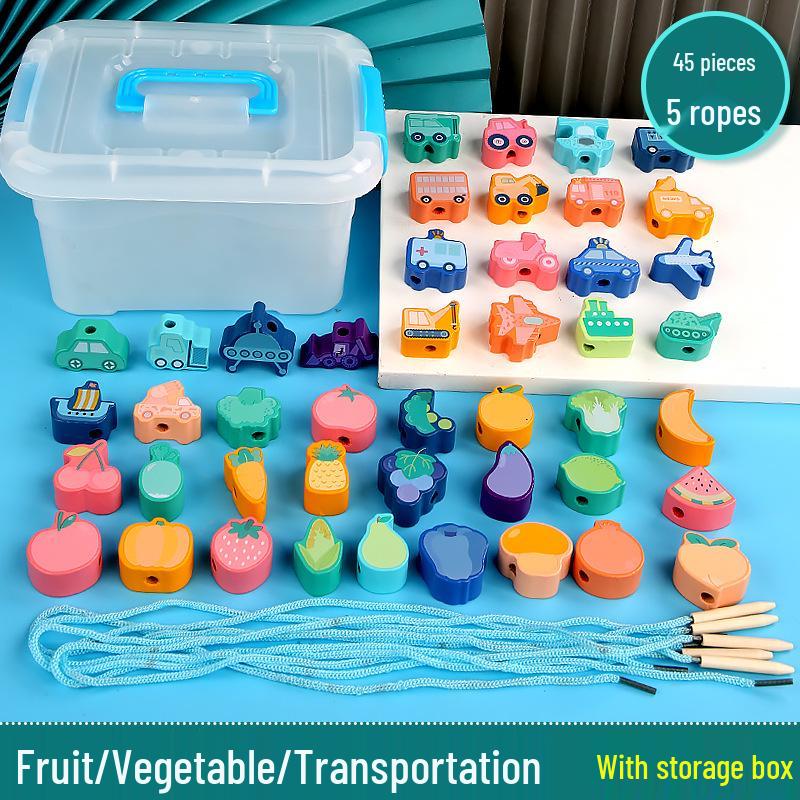 Wooden Animal & Fruit Stringing Educational Toy for Kids