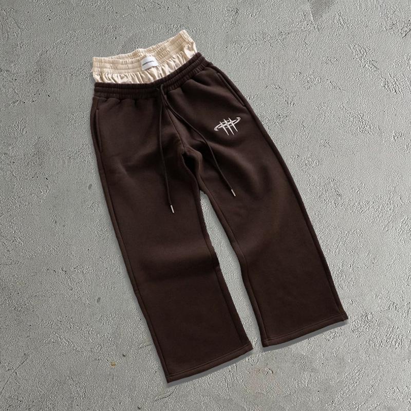 Pantalon de survêtement ample rétro street hip-hop couple européen et américain taille double fausse pièce deux pièces
