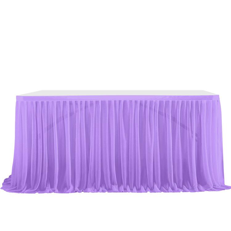 Table Skirt Pleated Table Circumference Birthday Party Wedding Decoration Ruffle Edge Elastic Thin Gauze Table Skirt Tulle