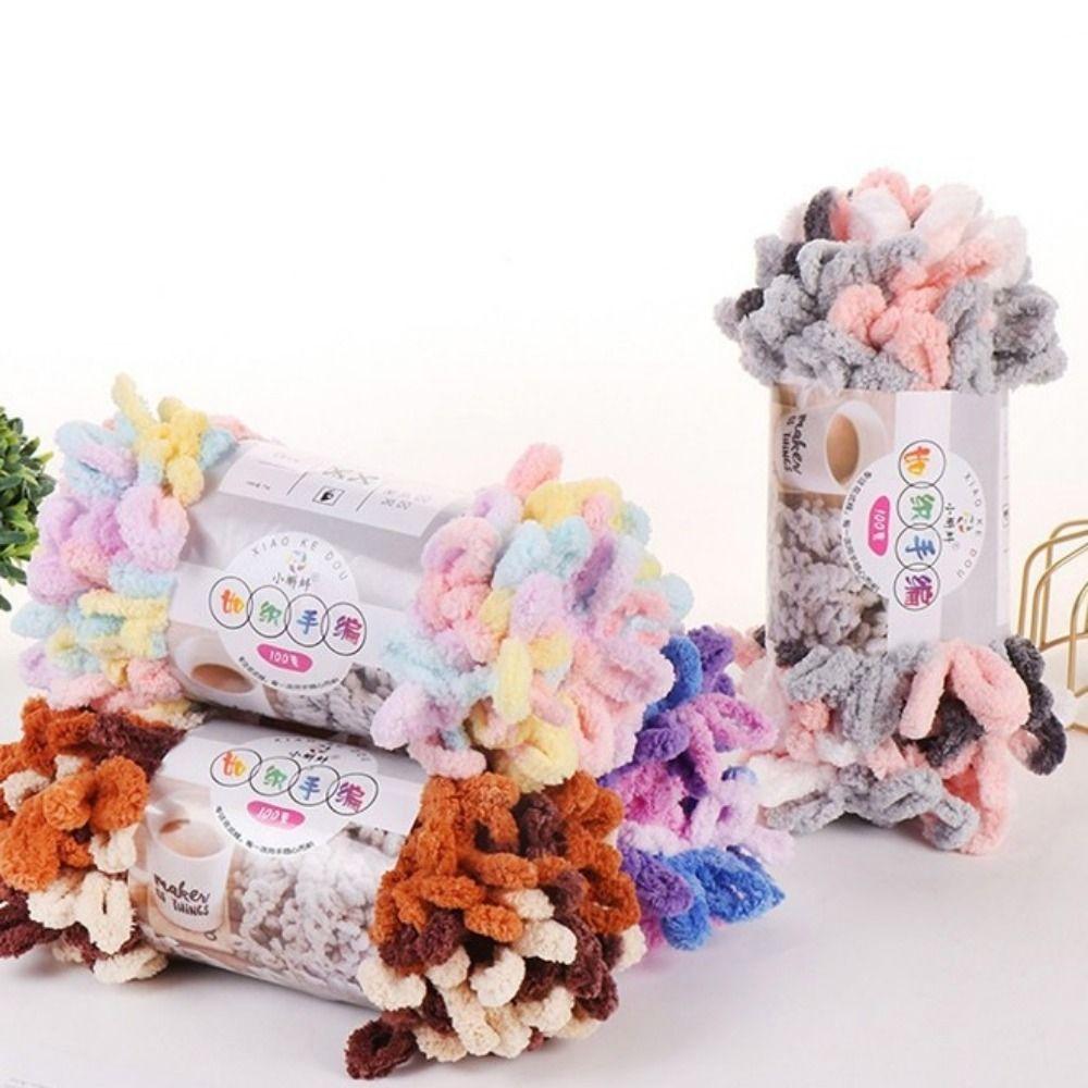 Hand Woven Finger Loop Yarn Multi-color Chunky Yarn Finger Circle Yarn Blanket Knitting