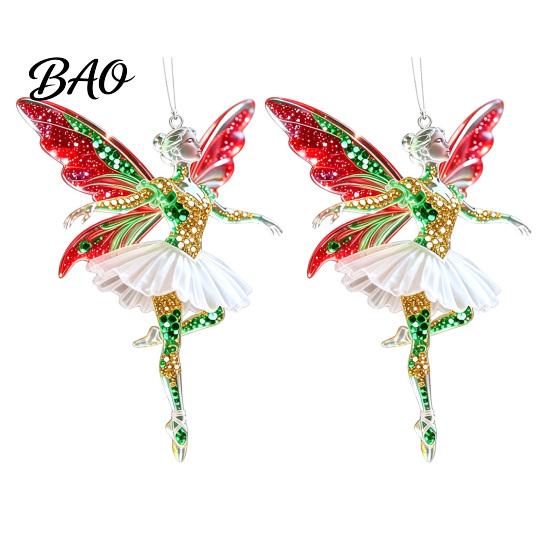 Backpack Bag Charms 2Pcs Glitter Ballet Girl Keychain, 2D Acrylic Hanging Pendant for Backpack, Sparkling Holiday Party Decorations Dancer Car