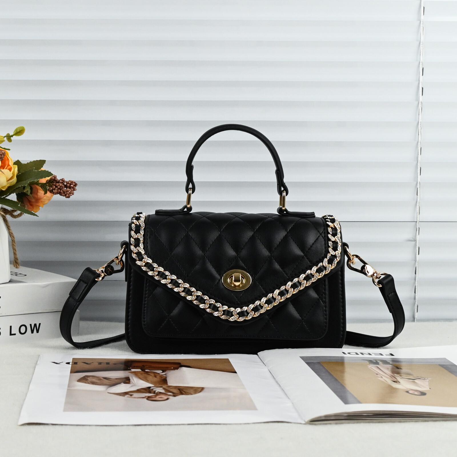 

2024 Versatile Minimalist Diamond Quilted Chain Crossbody & Shoulder Bag 22*9*13 cm чёрный