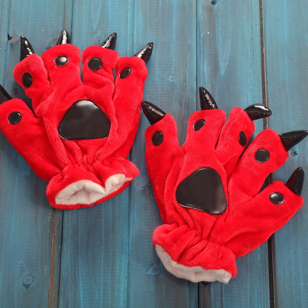 Women Men Warm Fashion Claw Paw Mittens Soft Plush Winter Furry Animal Claws Nails Glove Cosplay Costume Wearable Kid Gifts