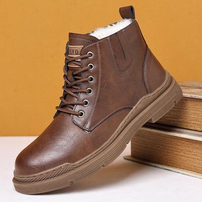 Martin Boots Zimní Britský styl Pravá kůže s fleecovou podšívkou Bavlněná kožená obuv Pánské Retro Workwear Protiskluzové kotníkové boty