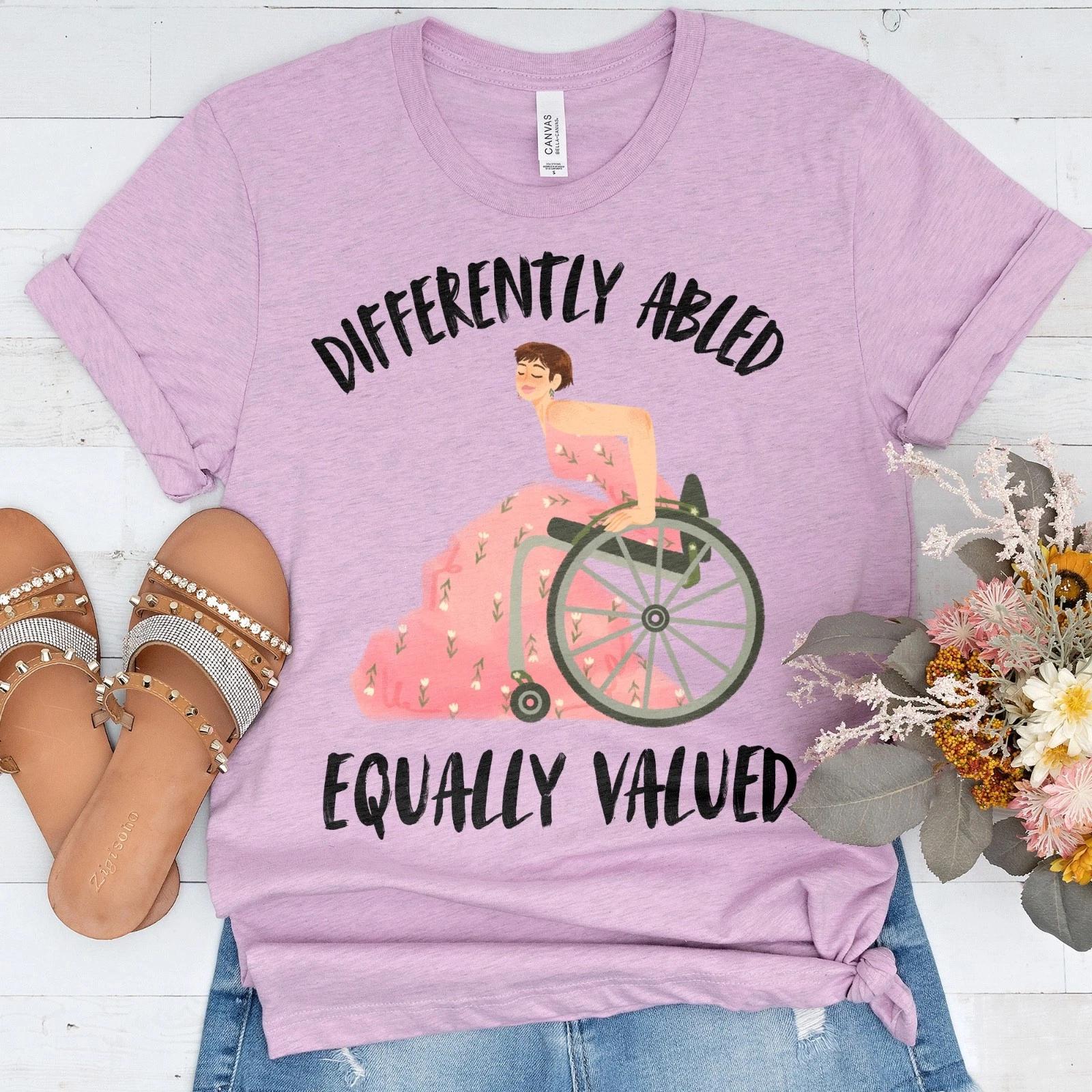 Differently Abled, Equally Valued T-Shirt, Disability Awareness and Pride Gift L