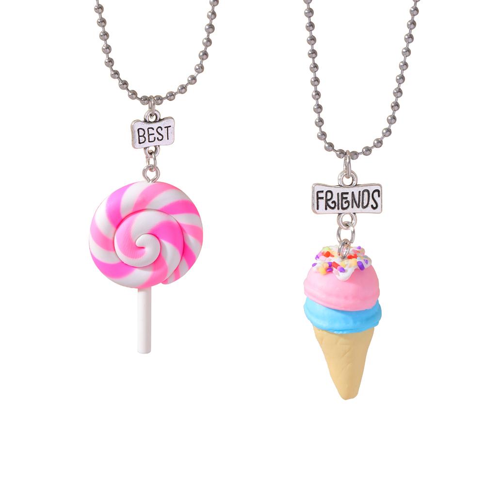 15 Stil Polymer Clay Anhänger Best Friends Halsketten Set BFF Fimo Regenbogen Lutscher Eiswaffeln Anhänger Perlen Kette Kinder Geschenk